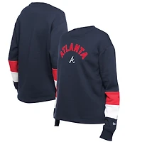 Women's New Era  Navy Atlanta Braves Game Day Color Pullover Sweatshirt
