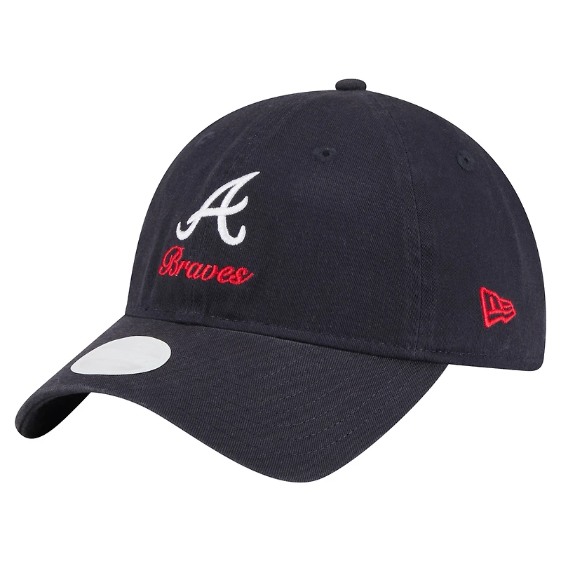 Women's New Era  Navy Atlanta Braves Preppy Team 9TWENTY Adjustable Hat