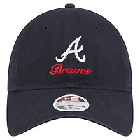 Women's New Era  Navy Atlanta Braves Preppy Team 9TWENTY Adjustable Hat