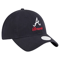 Women's New Era  Navy Atlanta Braves Preppy Team 9TWENTY Adjustable Hat
