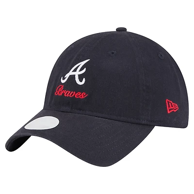 Women's New Era  Navy Atlanta Braves Preppy Team 9TWENTY Adjustable Hat