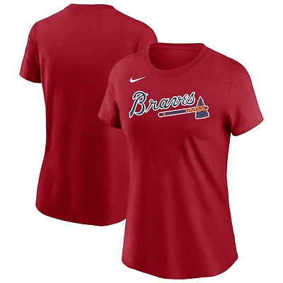 Women's Nike  Red Atlanta Braves Wordmark T-Shirt