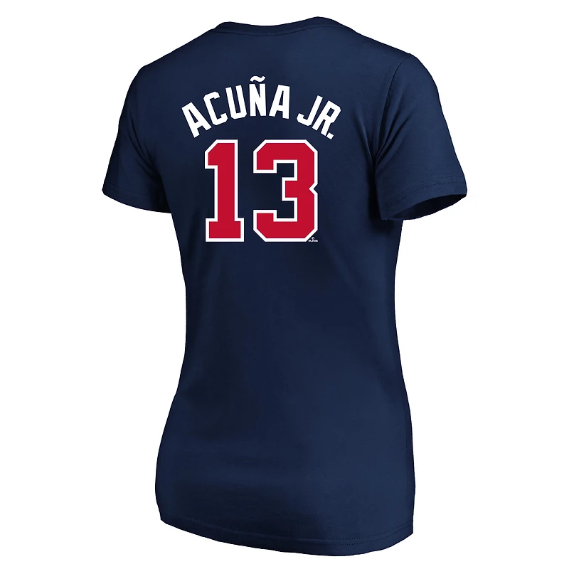 Women's Profile Ronald Acuña Jr. Navy Atlanta Braves Plus Name & Number T-Shirt