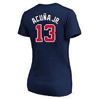 Women's Profile Ronald Acuña Jr. Navy Atlanta Braves Plus Name & Number T-Shirt