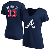 Profil femme Ronald Acuña Jr. Navy Atlanta Braves T-shirt grande taille avec nom et numéro