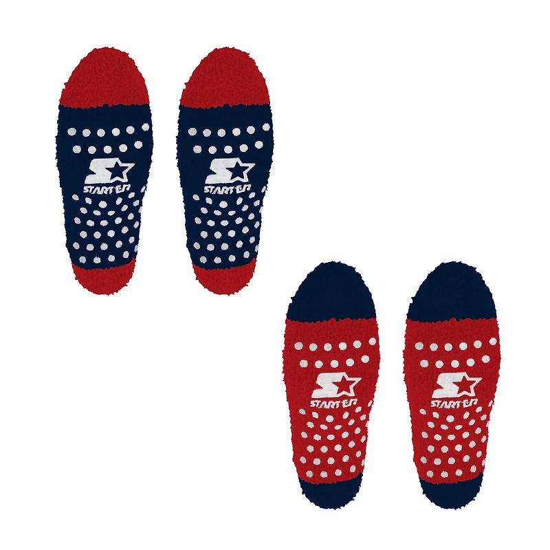 Lot de 2 paires de chaussettes douillettes Starter bleu marine/rouge Atlanta Braves domicile et extérieur pour femme