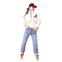 Sweat-shirt à fermeture éclair quart de tour pour femme Terez Cream Atlanta Braves Sugar Swizzle Baseball Stitch