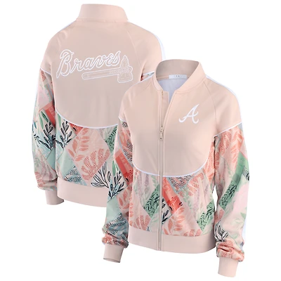 Women's WEAR by Erin Andrews  Sand Atlanta Braves Raglan Full-Zip Track Jacket