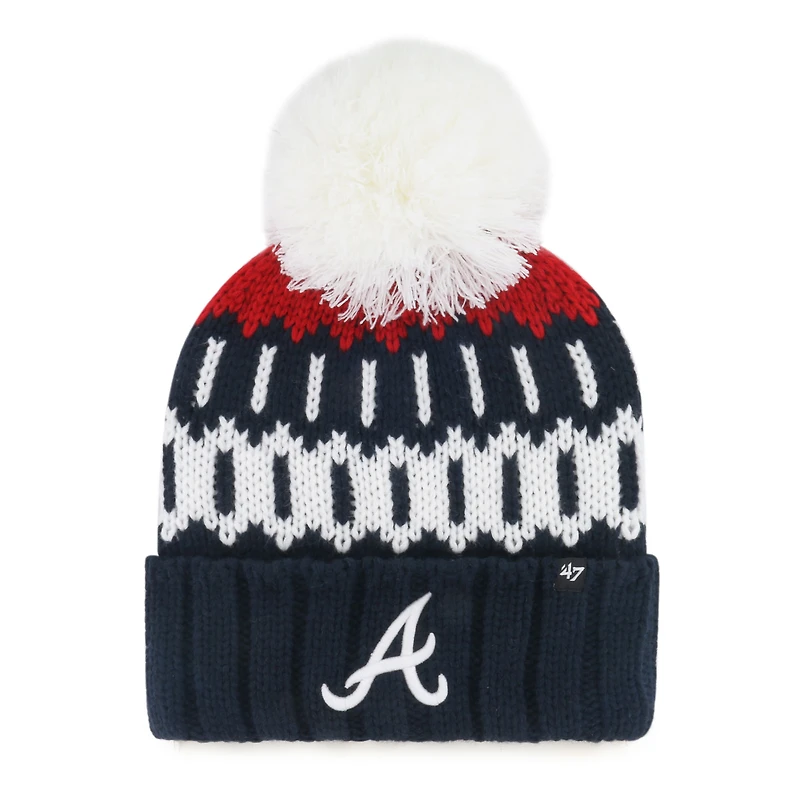 Women's '47  Navy Atlanta Braves Felicity Cuffed Knit Hat with Pom