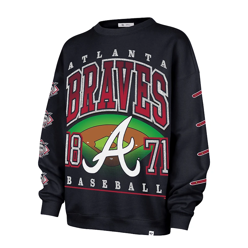 Sweat-shirt oversize tendance Atlanta Braves bleu marine « 47 » pour femme