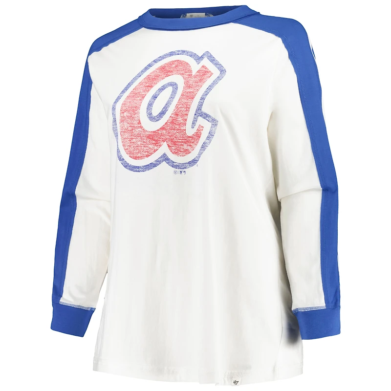 Women's '47 White Atlanta Braves Plus Caribou Raglan Long Sleeve T-Shirt