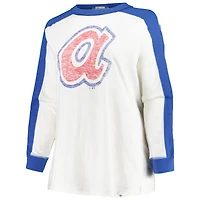 Women's '47 White Atlanta Braves Plus Caribou Raglan Long Sleeve T-Shirt