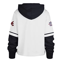 Women's '47 White Atlanta Braves Trifecta Shortstop Cropped Pullover Hoodie
