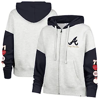 Sweat à capuche zippé pour femme '47 x Stoney Clover Lane, gris chiné/marine, Atlanta Braves