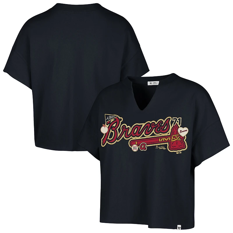 Women's '47 x Stoney Clover Lane Navy Atlanta Braves Oversized Notch Neck T-Shirt