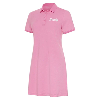 Women's Antigua  Pink Atlanta Braves Play Through Polo Dress