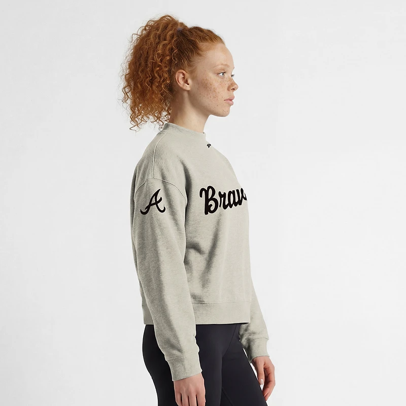 Women's Champion Stone Atlanta Braves Triumph Tri-Blend Sweatshirt