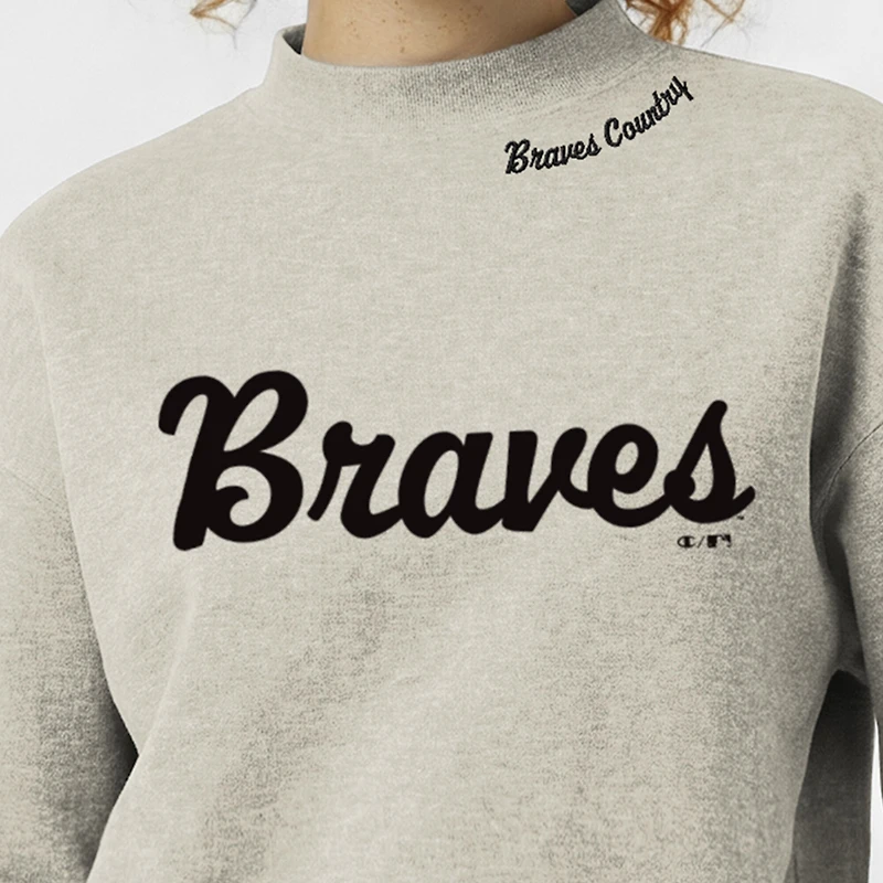 Sweat-shirt Champion Stone Triumph Tri-Blend pour femmes, couleur pierre, Atlanta Braves