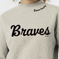 Sweat-shirt Champion Stone Triumph Tri-Blend pour femmes, couleur pierre, Atlanta Braves