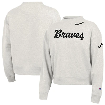 Sweat-shirt Champion Stone Triumph Tri-Blend pour femmes, couleur pierre, Atlanta Braves