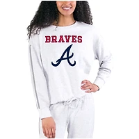 Women's Concepts Sport Cream/Gray Atlanta Braves Pendant French Terry Long Sleeve Top