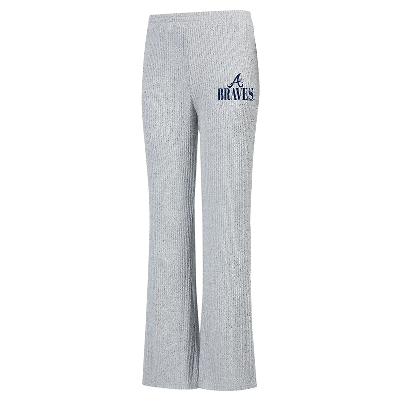 Pantalon évasé en tricot côtelé Juniper Atlanta Braves pour femme Concepts Sport Gray