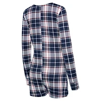 Women's Concepts Sport Navy Atlanta Braves Ashford Plaid V-Neck Knit Romper