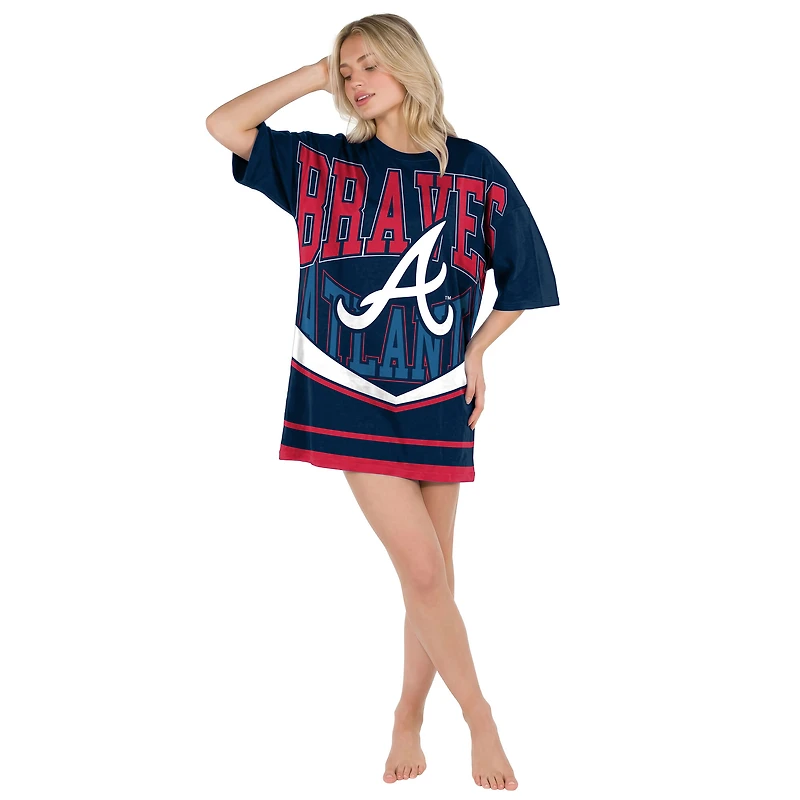Robe de nuit en maille mosaïque marine Atlanta Braves Concepts Sport pour femme