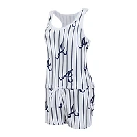 Women's Concepts Sport White Atlanta Braves Reel Pinstripe Knit Racerback Romper