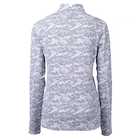 Women's Cutter & Buck Charcoal Atlanta Braves Traverse Camo Print Stretch Quarter-Zip Pullover Top