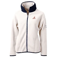 Women's Cutter & Buck Cream Atlanta Braves  Cascade Eco Sherpa Full-Zip Fleece Jacket