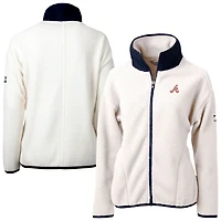 Women's Cutter & Buck Cream Atlanta Braves  Cascade Eco Sherpa Full-Zip Fleece Jacket
