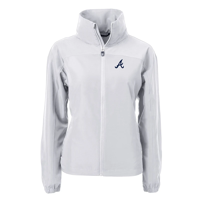 Veste zippée intégrale en tissu recyclé Charter Eco pour femme des Atlanta Braves, grise, Cutter & Buck