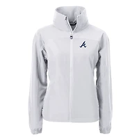 Veste zippée intégrale en tissu recyclé Charter Eco pour femme des Atlanta Braves, grise, Cutter & Buck