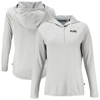 Women's Cutter & Buck Gray Atlanta Braves Coastline Epic Comfort Eco Recycled Raglan Long Sleeve Hoodie T-Shirt
