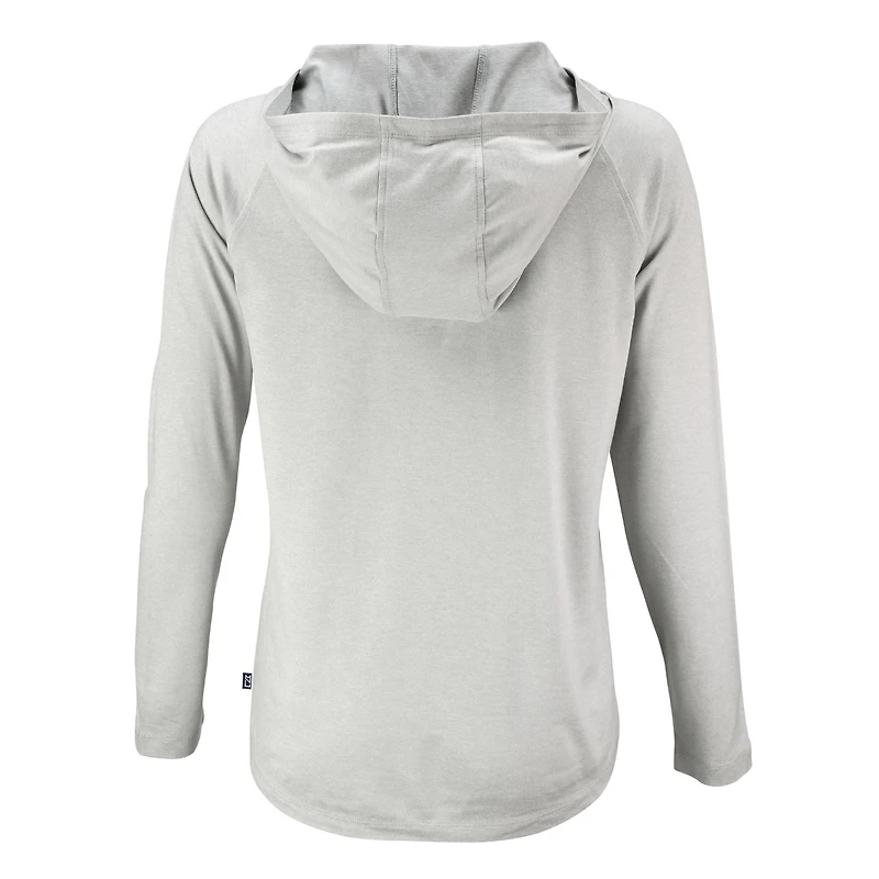Women's Cutter & Buck Gray Atlanta Braves Coastline Epic Comfort Eco Recycled Raglan Long Sleeve Hoodie T-Shirt