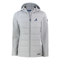 Veste à capuche entièrement zippée en tissu recyclé Evoke Hybrid Eco Softshell pour femme, grise, des Atlanta Braves, Cutter & Buck