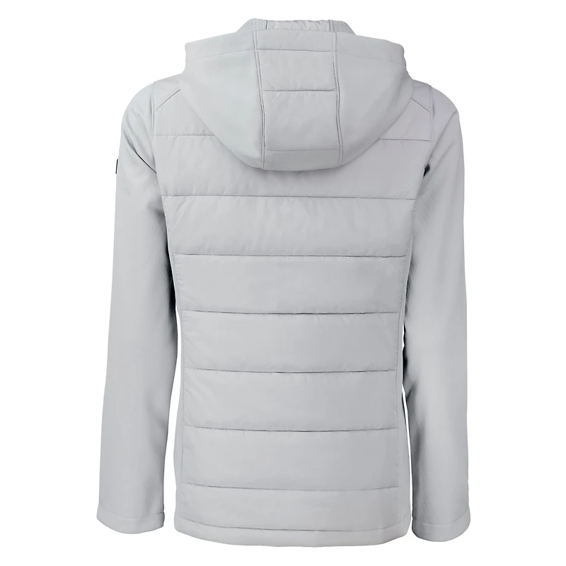 Women's Cutter & Buck  Gray Atlanta Braves Evoke Hybrid Eco Softshell Recycled Full-Zip Hoodie Jacket