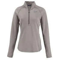 Women's Cutter & Buck Heather Gray Atlanta Braves Peshastin Eco Fleece Recycled Raglan Half-Zip Top