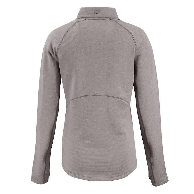 Women's Cutter & Buck Heather Gray Atlanta Braves Peshastin Eco Fleece Recycled Raglan Half-Zip Top