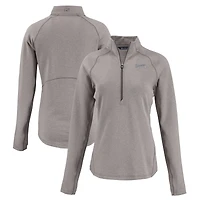 Women's Cutter & Buck Heather Gray Atlanta Braves Peshastin Eco Fleece Recycled Raglan Half-Zip Top