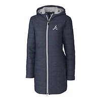 Women's Cutter & Buck Heathered Navy Atlanta Braves Rainier Primaloft Eco Full-Zip Hoodie Long Coat
