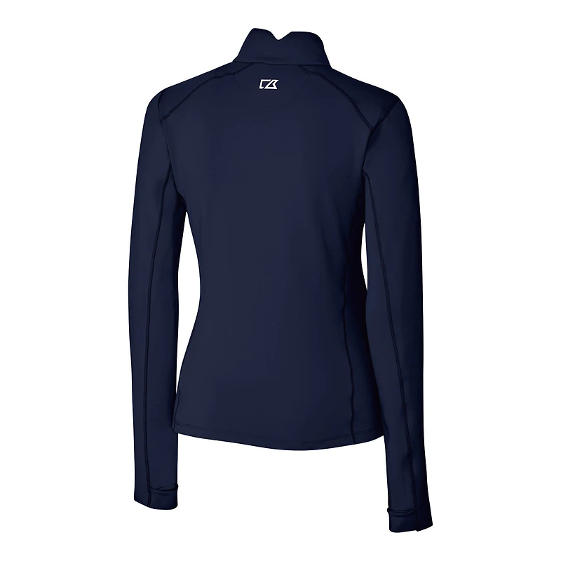 Women's Cutter & Buck Navy Atlanta Braves Americana Logo DryTec Traverse Stretch Quarter-Zip Pullover Top