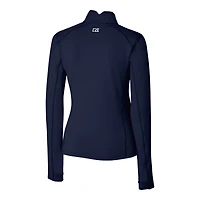 Women's Cutter & Buck Navy Atlanta Braves Americana Logo DryTec Traverse Stretch Quarter-Zip Pullover Top