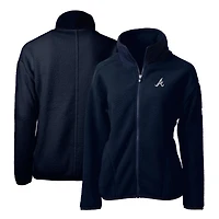 Women's Cutter & Buck Navy Atlanta Braves Cascade Eco Sherpa Fleece Full-Zip Jacket