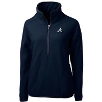 Women's Cutter & Buck Navy Atlanta Braves Cascade Eco Sherpa Fleece Quarter-Zip Pullover Jacket