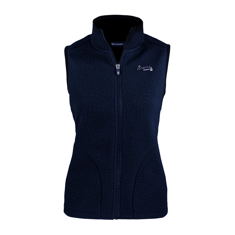 Women's Cutter & Buck Navy Atlanta Braves Cascade Eco Sherpa Fleece Vest