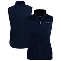 Gilet polaire Sherpa écologique Cascade pour femme, bleu marine, des Atlanta Braves Cutter & Buck