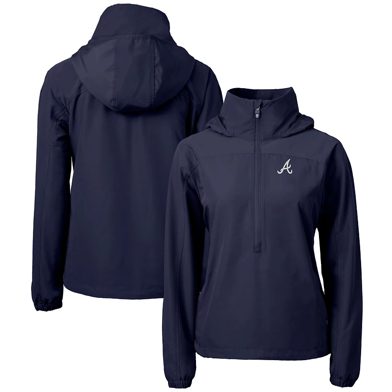 Women's Cutter & Buck  Navy Atlanta Braves Charter Eco Recycled Half-Zip Anorak Jacket