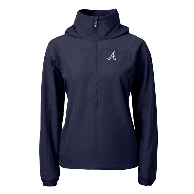 Women's Cutter & Buck  Navy Atlanta Braves Charter Eco Recycled Half-Zip Anorak Jacket